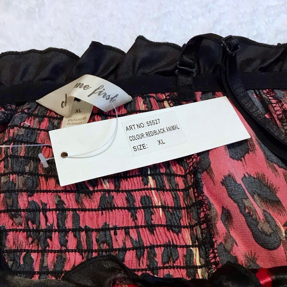 Check Me First NWT Red, Black and Beige Leopard Print Bustier Women XL - Picture 10 of 13